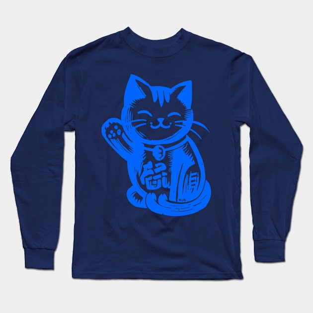 Lucky Waving Cat Long Sleeve T-Shirt by Pickledjo